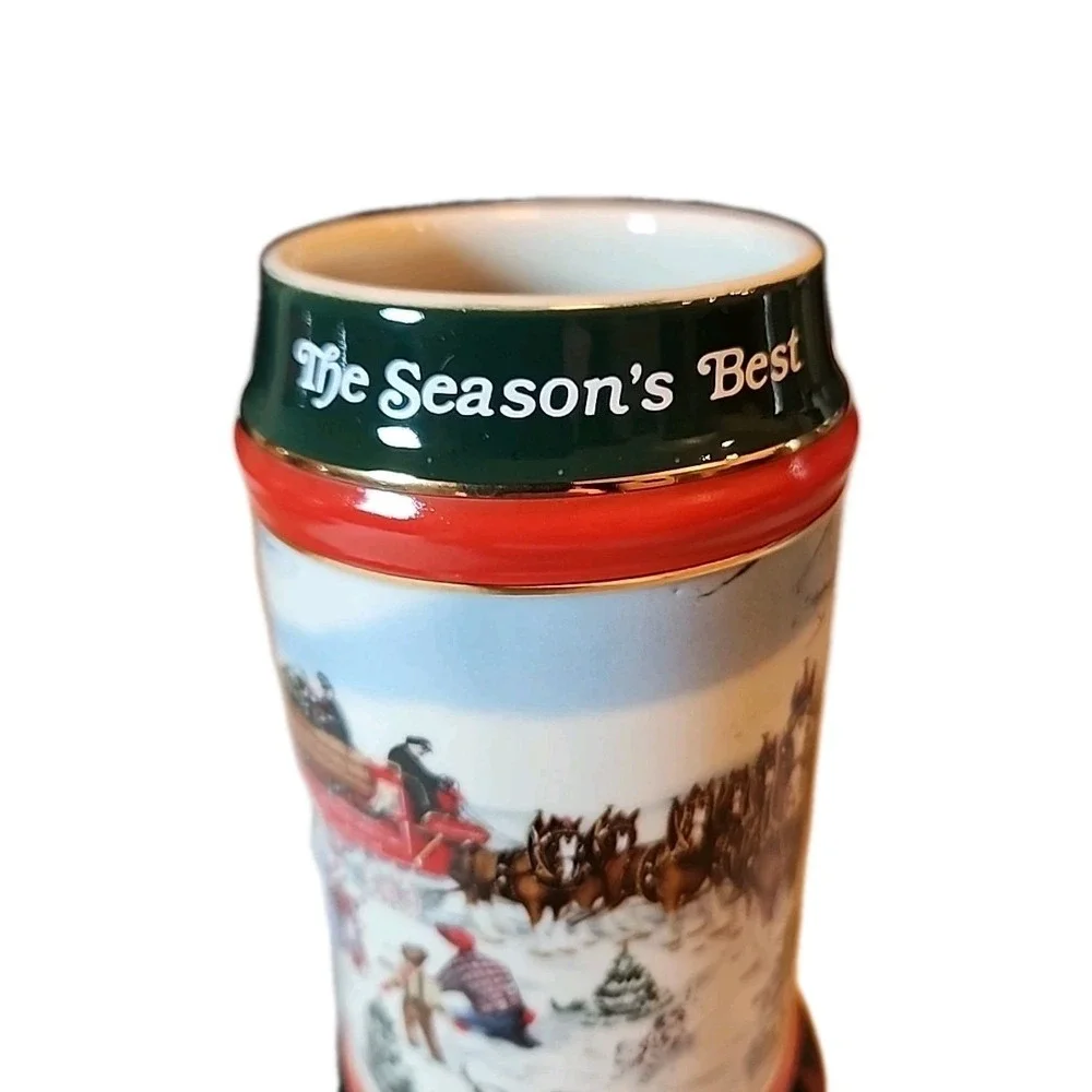 VTG 1991 Budweiser Beer Christmas Stein Mug Clydesdales Ceramarte Retro Dad Gift